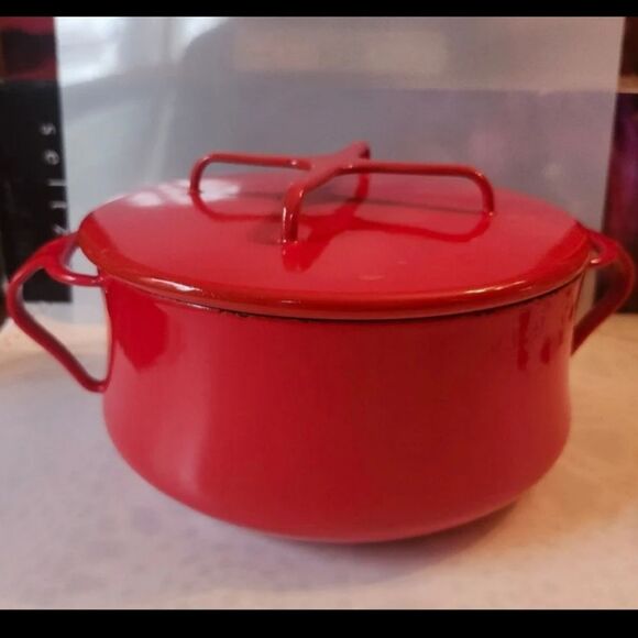 VTG VG Dansk IHQ Købenstyle Red Enamel Jens Quistgaard Dutch Oven 2.5 qt. Pot - Picture 2 of 11